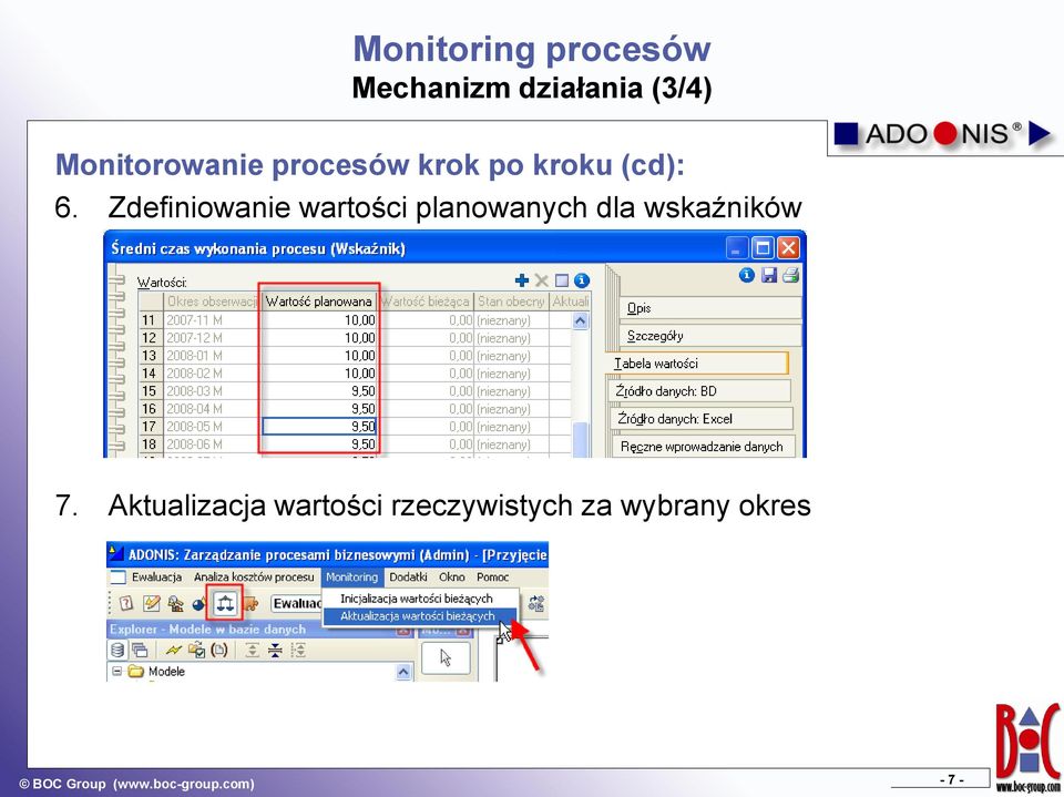 Zdefiniowanie wartości planowanych dla