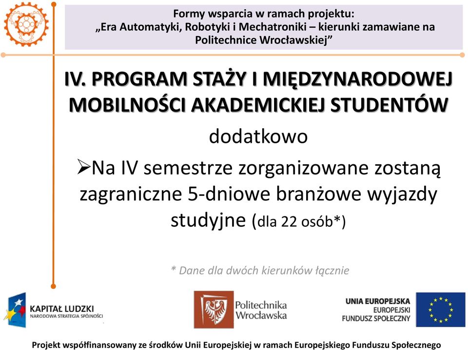 PROGRAM STAŻY I MIĘDZYNARODOWEJ MOBILNOŚCI AKADEMICKIEJ STUDENTÓW dodatkowo