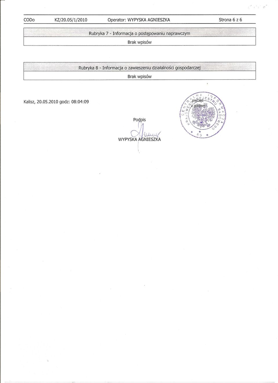 8 - Informacja "0.