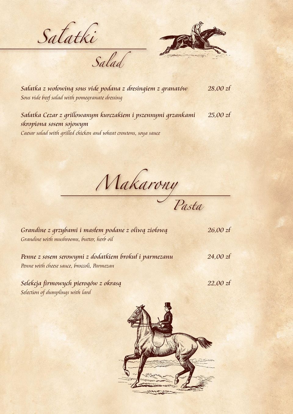 25,00 zł Makarony Pasta Grandine z grzybami i masłem podane z oliwą ziołową Grandine with mushrooms, butter, herb oil Penne z sosem serowymi z