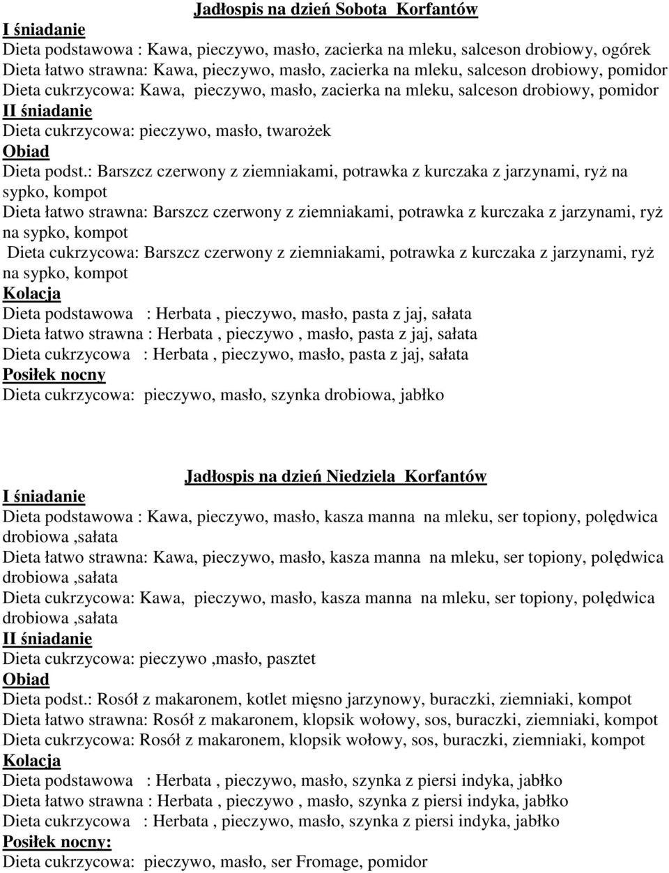 : Barszcz czerwony z ziemniakami, potrawka z kurczaka z jarzynami, ryż na sypko, Dieta łatwo strawna: Barszcz czerwony z ziemniakami, potrawka z kurczaka z jarzynami, ryż na sypko, Dieta cukrzycowa: