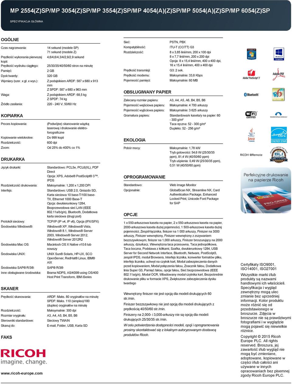 ): Z podajnikiem ARDF: 587 x 680 x 913 mm Z SPDF: 587 x 680 x 963 mm Waga: Źródło zasilania: KOPIARKA Proces kopiowania: Kopiowanie wielokrotne: Rozdzielczość: Z podajnikiem ARDF: 68,5 kg Z SPDF: 74