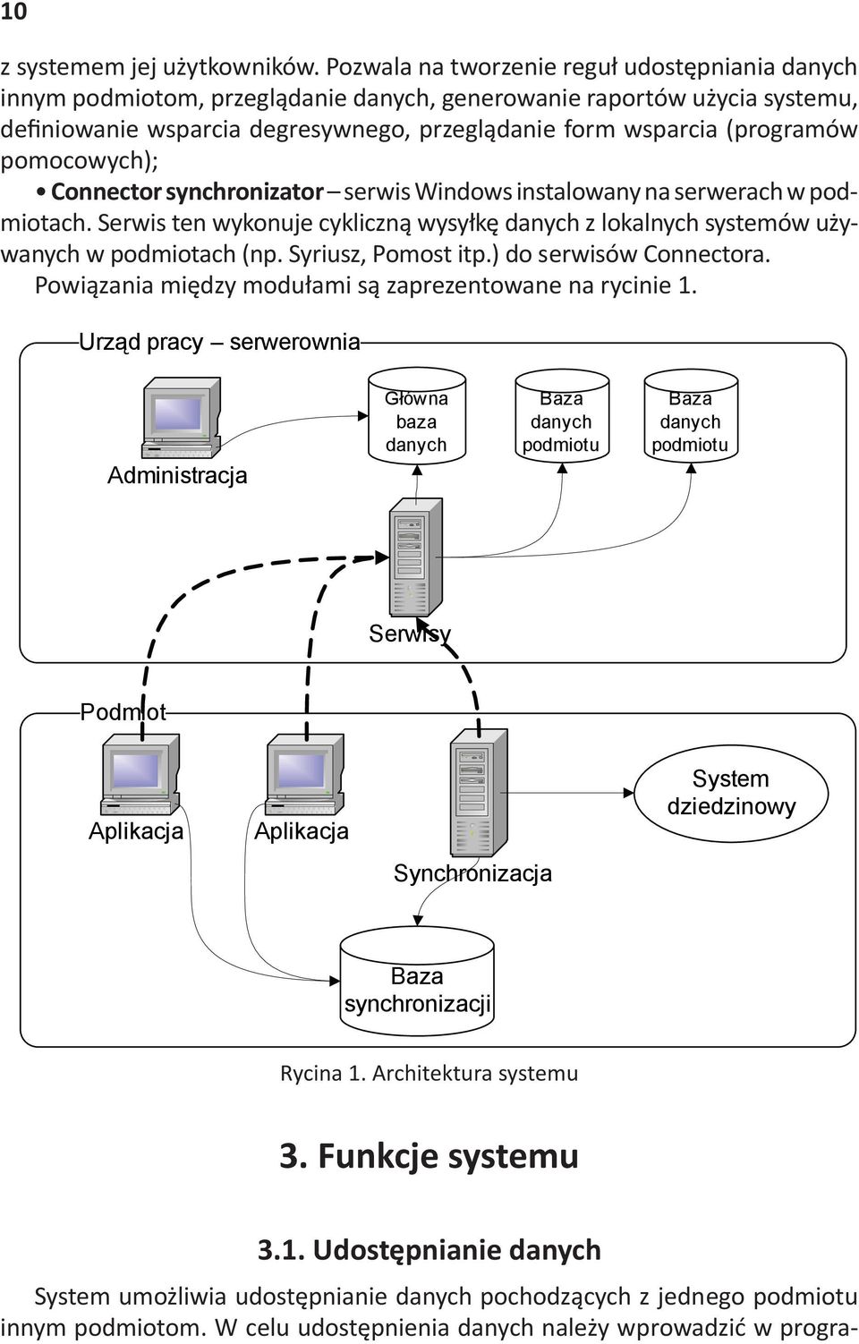 synchronizator serwis Windows instalowany na serwerach w podmiotach. Serwis ten wykonuje cykliczn" wysyk! danych z lokalnych systemów u%ywanych w podmiotach (np. Syriusz, Pomost itp.