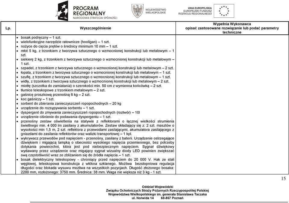szpadel, z trzonkiem z tworzywa sztucznego o wzmocnionej konstrukcji lub metalowym 2 szt. łopata, z trzonkiem z tworzywa sztucznego o wzmocnionej konstrukcji lub metalowym 1 szt.