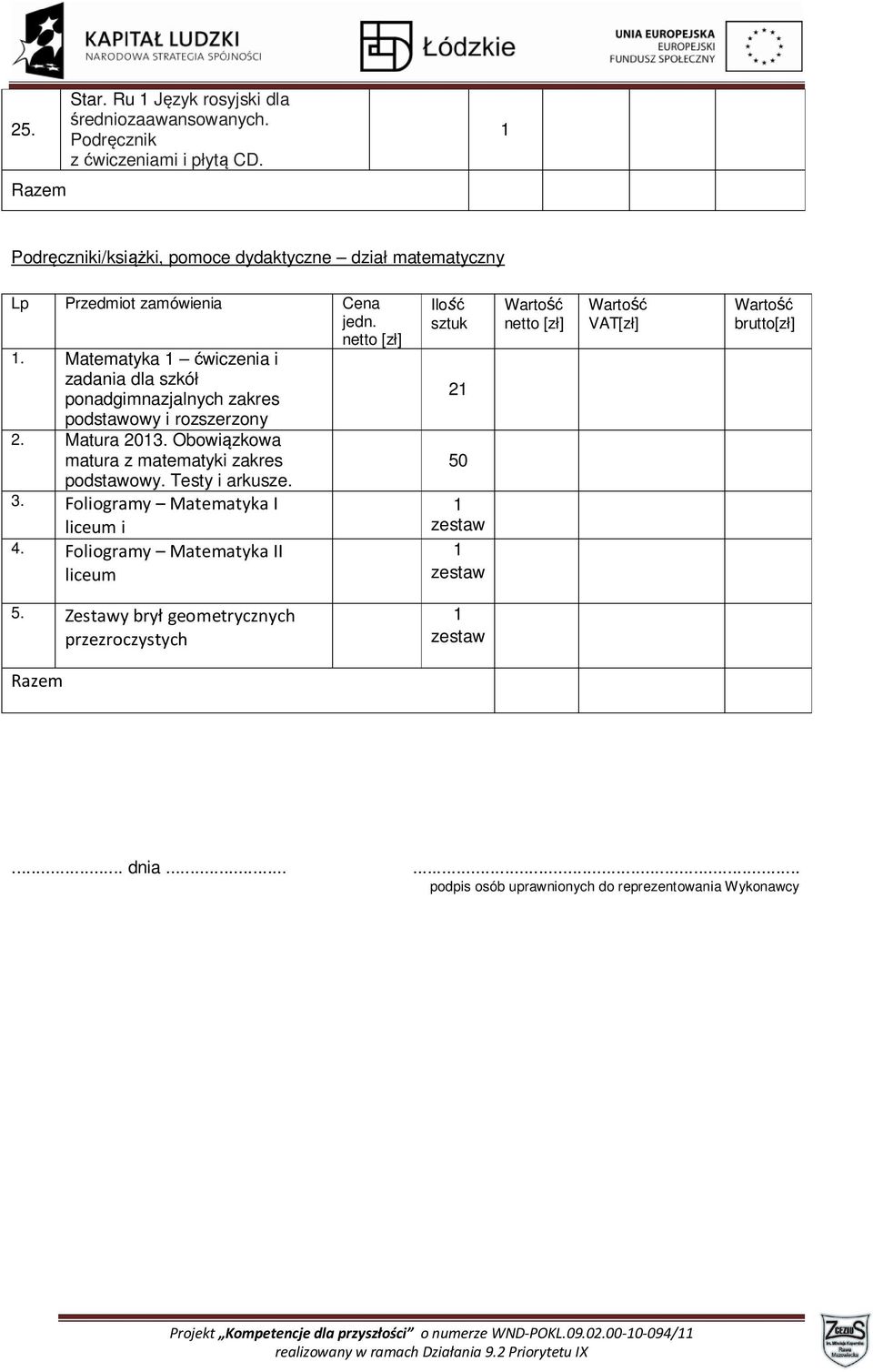 Testy i arkusze. Foliogramy Matematyka I liceum i 4. Foliogramy Matematyka II liceum 50 5. Zestawy brył geometrycznych przezroczystych... dnia.