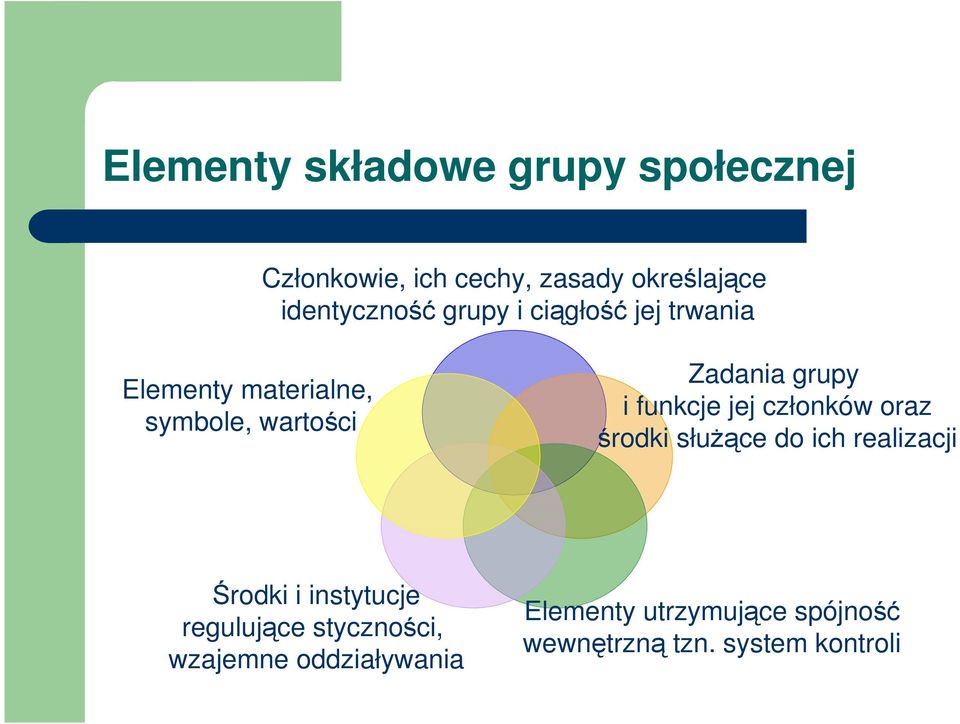 funkcje jej członków oraz środki słuŝące do ich realizacji Środki i instytucje regulujące
