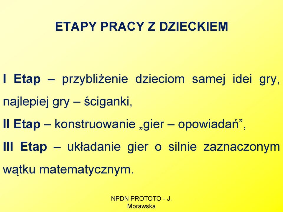 II Etap konstruowanie gier opowiadań, III Etap