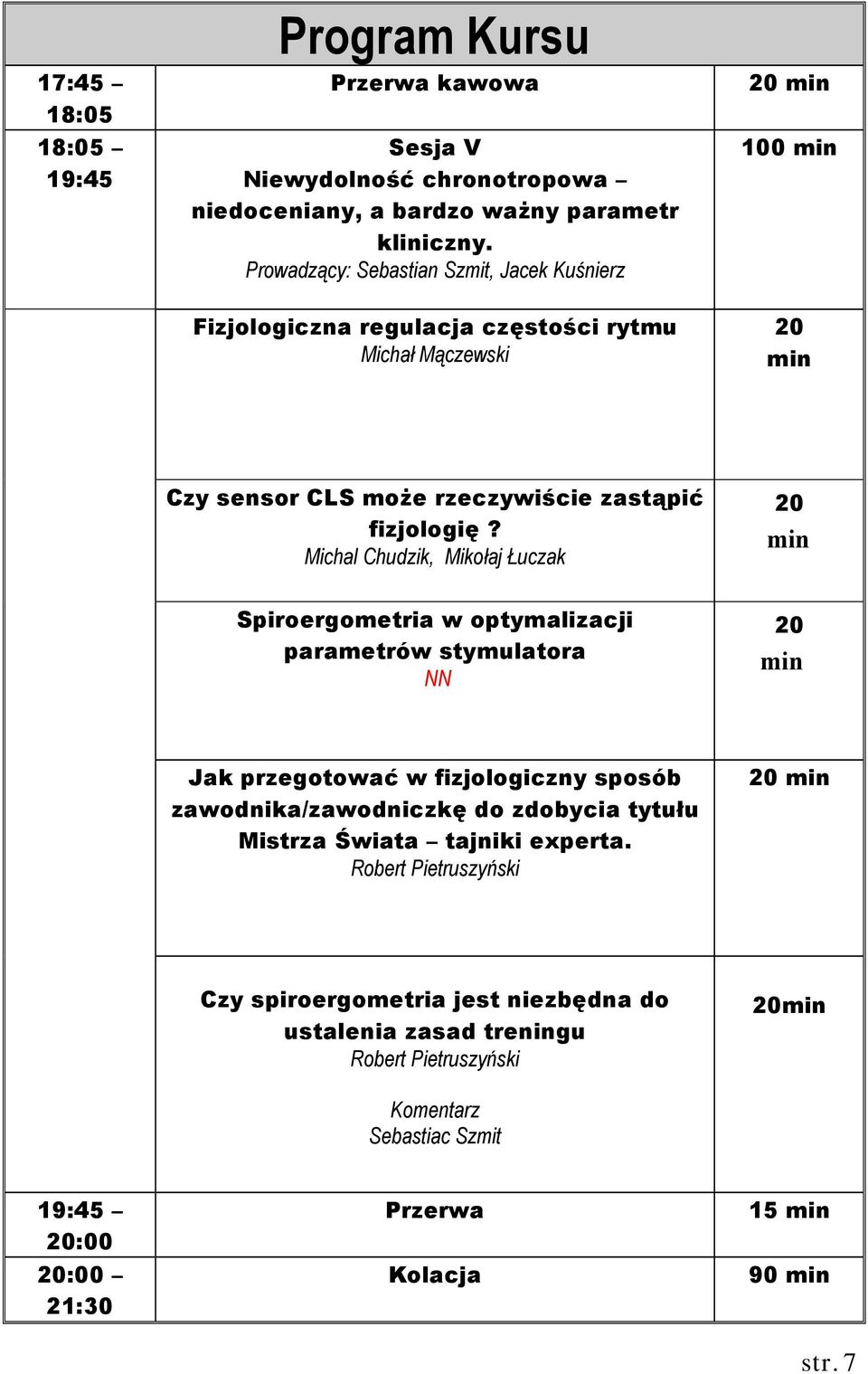 Michal Chudzik, Mikołaj Łuczak 20 Spiroergometria w optymalizacji parametrów stymulatora NN 20 Jak przegotować w fizjologiczny sposób zawodnika/zawodniczkę do zdobycia