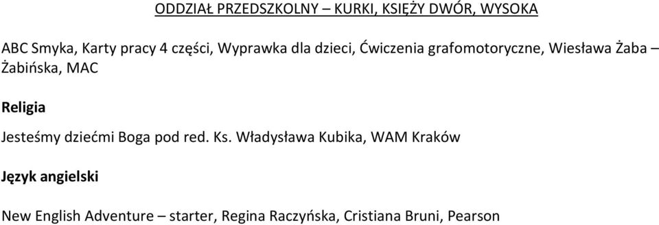 Żabińska, MAC Jesteśmy dziećmi Boga pod red. Ks.