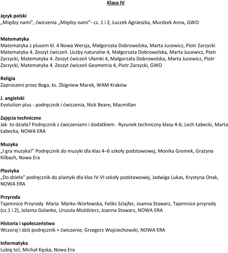 Zeszyt ćwiczeń Geometria 4, Piotr Zarzycki, GWO Zaproszeni przez Boga, ks. Zbigniew Marek, WAM Kraków J.