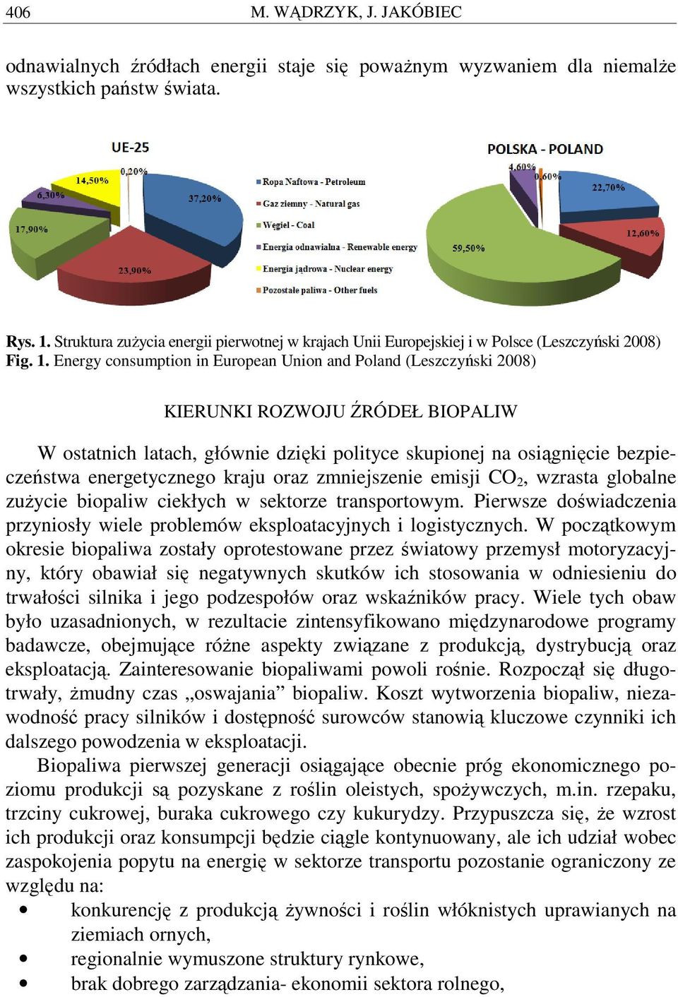 Energy consumption in European Union and Poland (Leszczyński 2008) KIERUNKI ROZWOJU ŹRÓDEŁ BIOPALIW W ostatnich latach, głównie dzięki polityce skupionej na osiągnięcie bezpieczeństwa energetycznego