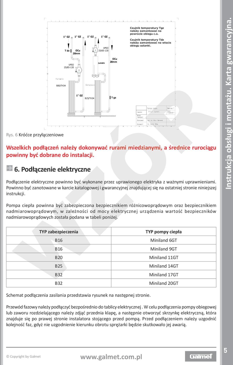 zamontować powrocie na obiegu C.O powrocie obiegu c.o. Czujnik temperatury Tdz Tdz nale y należy zamontowaæna zamontować wlocie obiegu na wlocie obiegu solanki solanki.