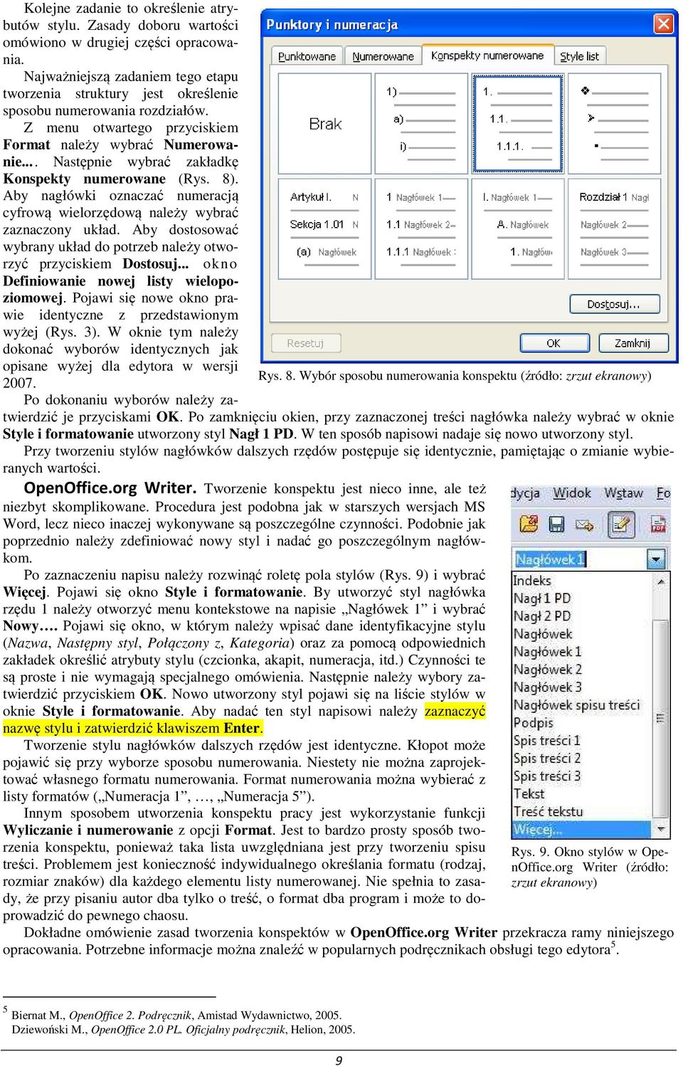 .. Następnie wybrać zakładkę Konspekty numerowane (Rys. 8). Aby nagłówki oznaczać numeracją cyfrową wielorzędową należy wybrać zaznaczony układ.