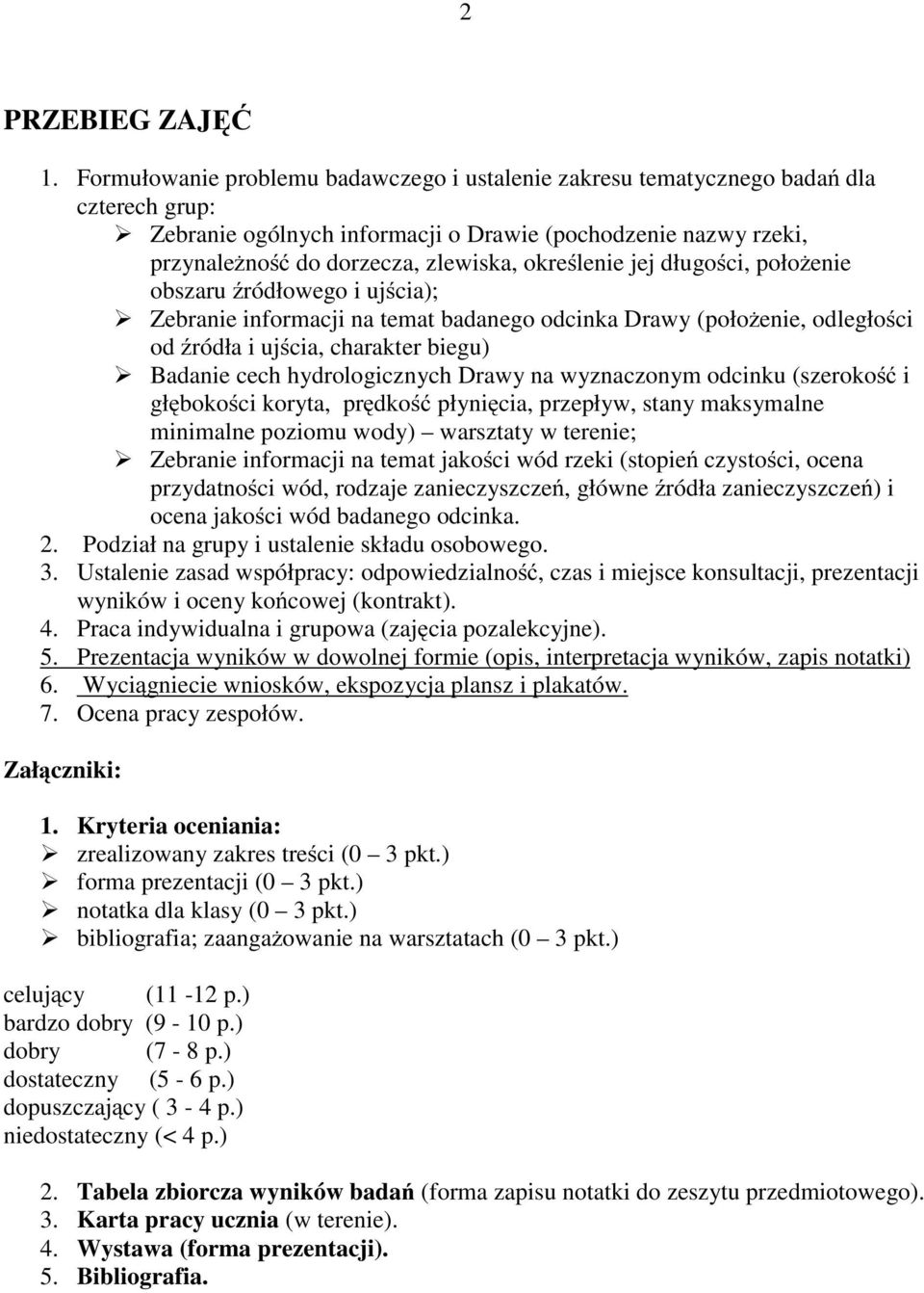 określenie jej długości, położenie obszaru źródłowego i ujścia); Zebranie informacji na temat badanego odcinka Drawy (położenie, odległości od źródła i ujścia, charakter biegu) Badanie cech