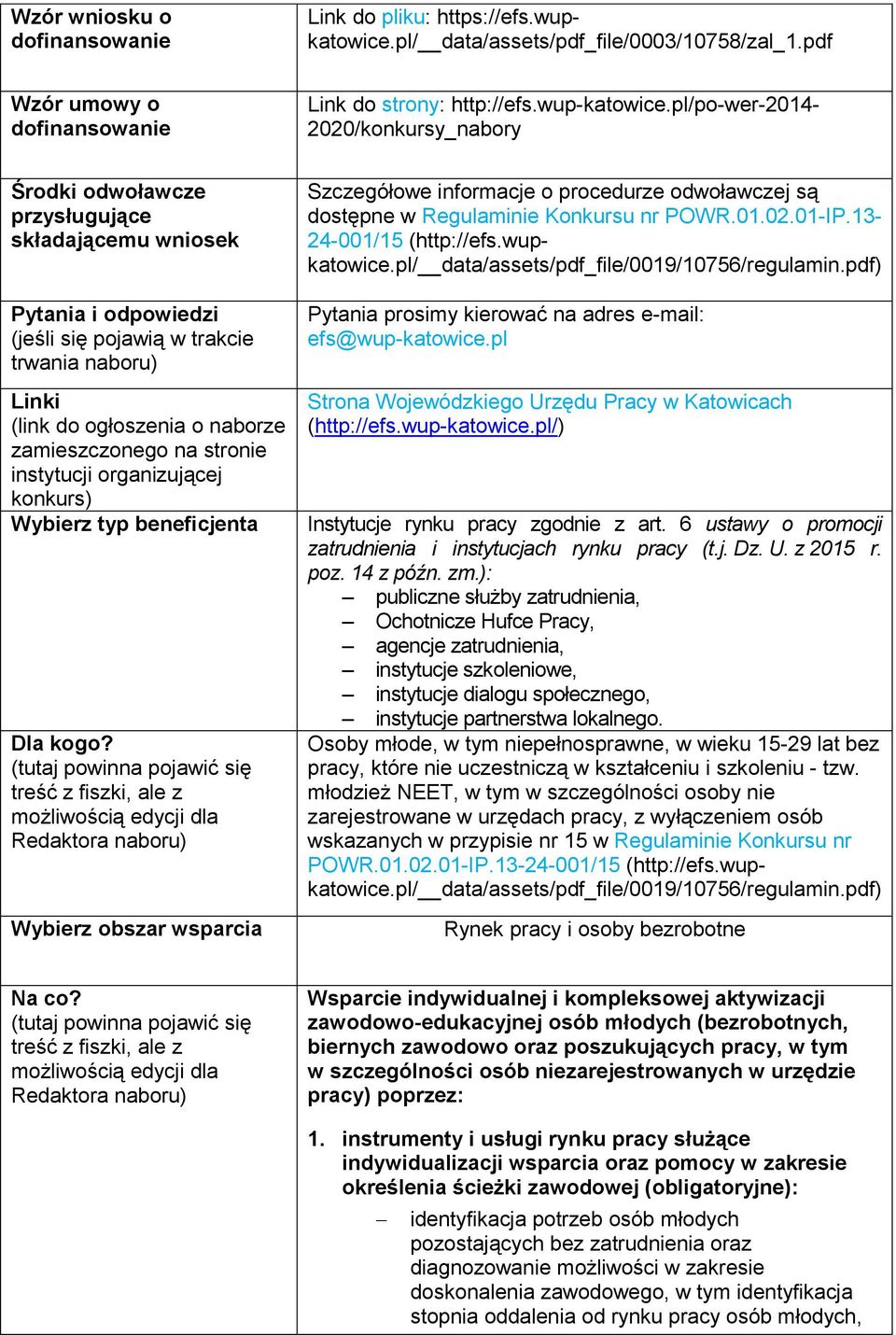 zamieszczonego na stronie instytucji organizującej konkurs) Wybierz typ beneficjenta Dla kogo?