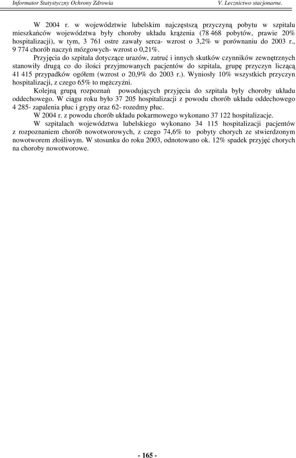 wzrost o 3,2% w porównaniu do 2003 r., 9 774 chorób naczyń mózgowych- wzrost o 0,21%.