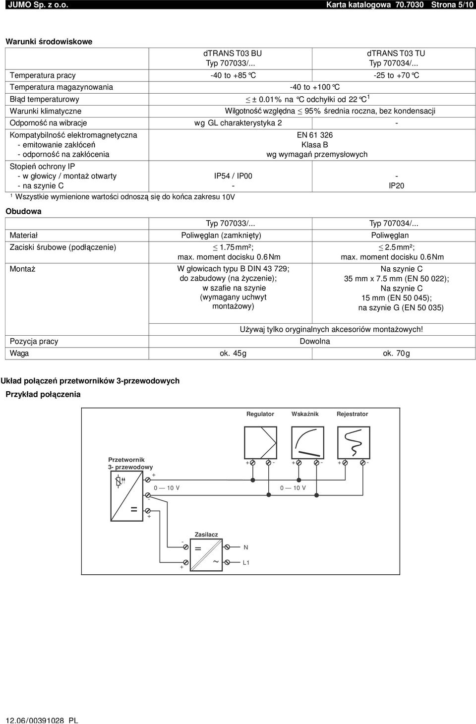 01 % na C odchyłki od 22 C 1 Warunki klimatyczne Wilgotność względna 95 % średnia roczna, bez kondensacji Odporność na wibracje wg GL charakterystyka 2 Kompatybilność elektromagnetyczna emitowanie
