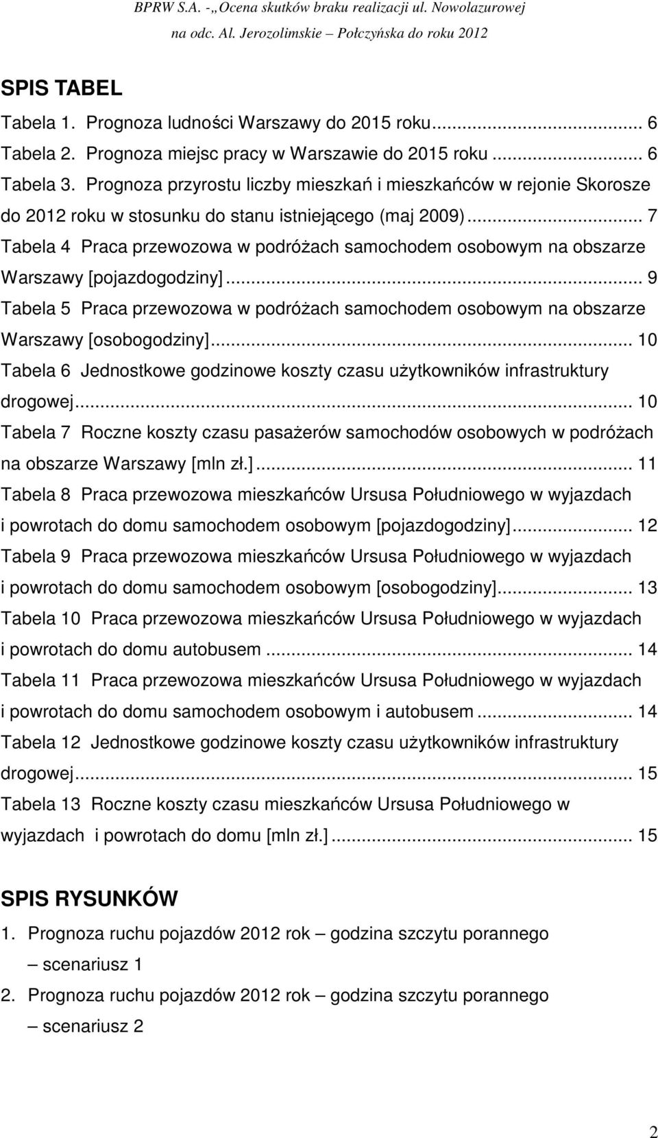 .. 7 Tabela 4 Praca przewozowa w podróŝach samochodem osobowym na obszarze Warszawy [pojazdogodziny]... 9 Tabela 5 Praca przewozowa w podróŝach samochodem osobowym na obszarze Warszawy [osobogodziny].