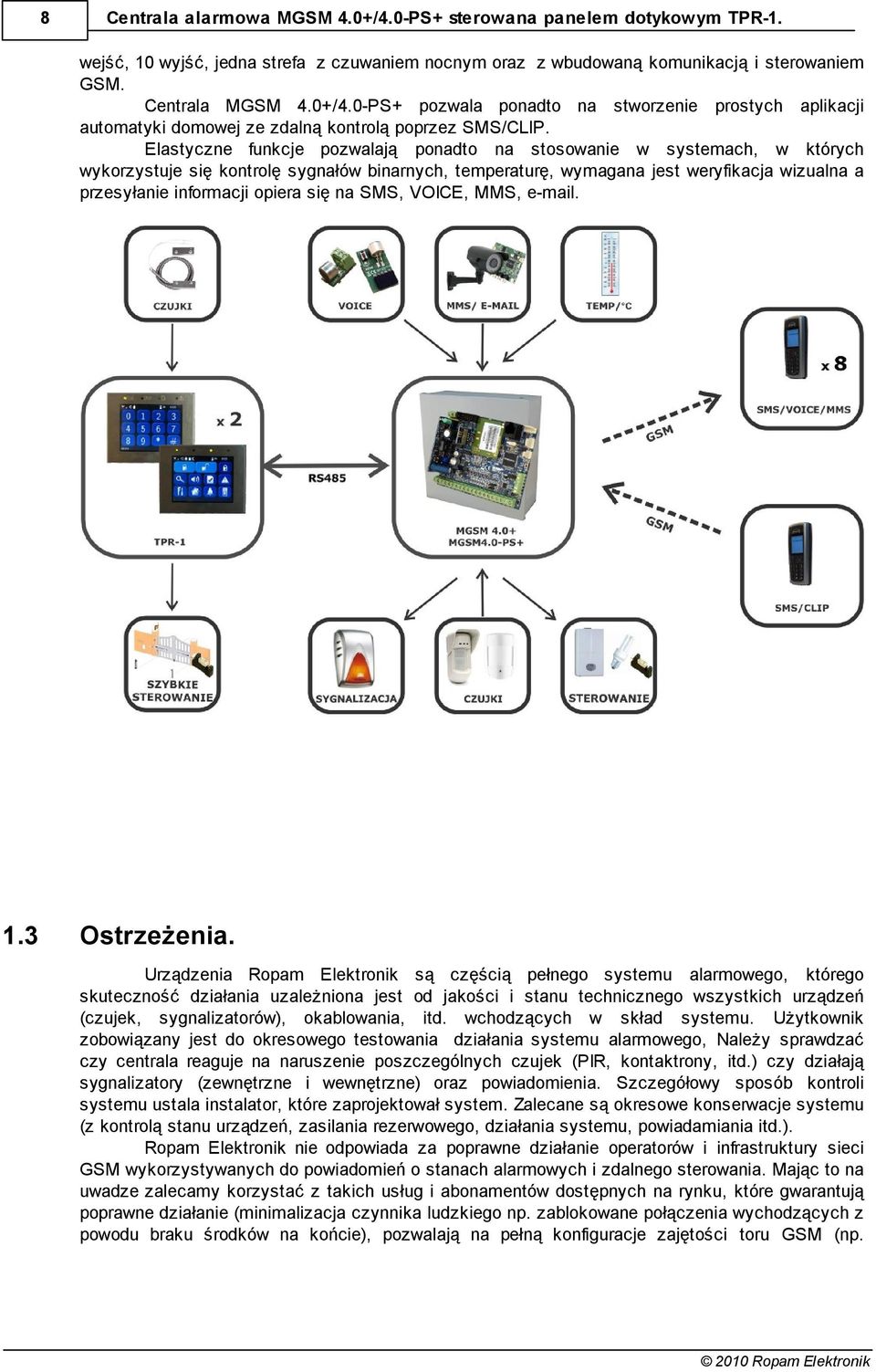 się na SMS, VOICE, MMS, e-mail. 1.3 Ostrzeżenia.