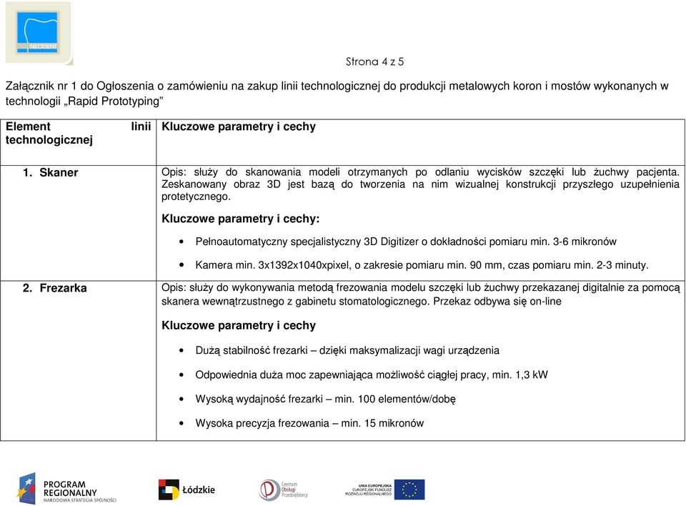 Zeskanowany obraz 3D jest bazą do tworzenia na nim wizualnej konstrukcji przyszłego uzupełnienia protetycznego. : Pełnoautomatyczny specjalistyczny 3D Digitizer o dokładności pomiaru min.