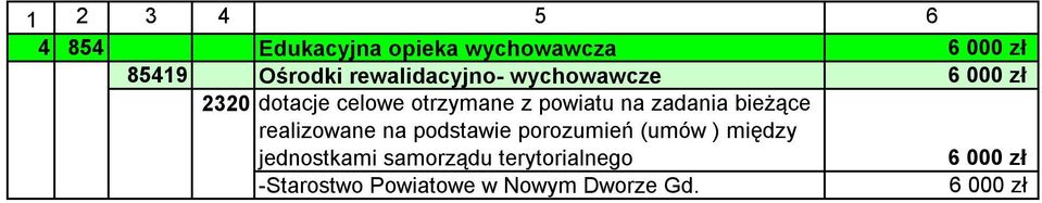 2320 dotacje celowe otrzymane z powiatu na zadania