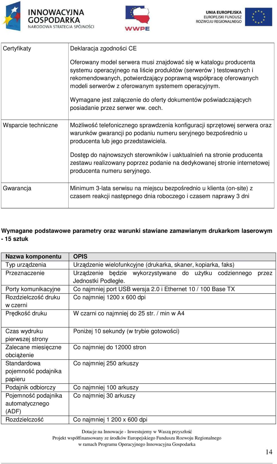 Wsparcie techniczne Możliwość telefonicznego sprawdzenia konfiguracji sprzętowej serwera oraz warunków gwarancji po podaniu numeru seryjnego bezpośrednio u producenta lub jego przedstawiciela.
