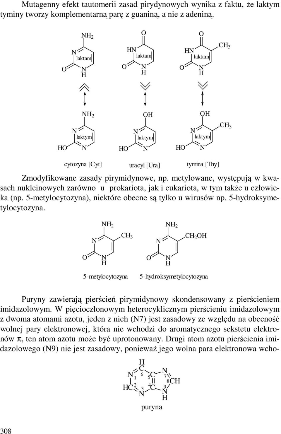 metylowane, występują w kwasach nukleinowych zarówno u prokariota, jak i eukariota, w tym takŝe u człowieka (np. 5-metylocytozyna), niektóre obecne są tylko u wirusów np. 5-hydroksymetylocytozyna.