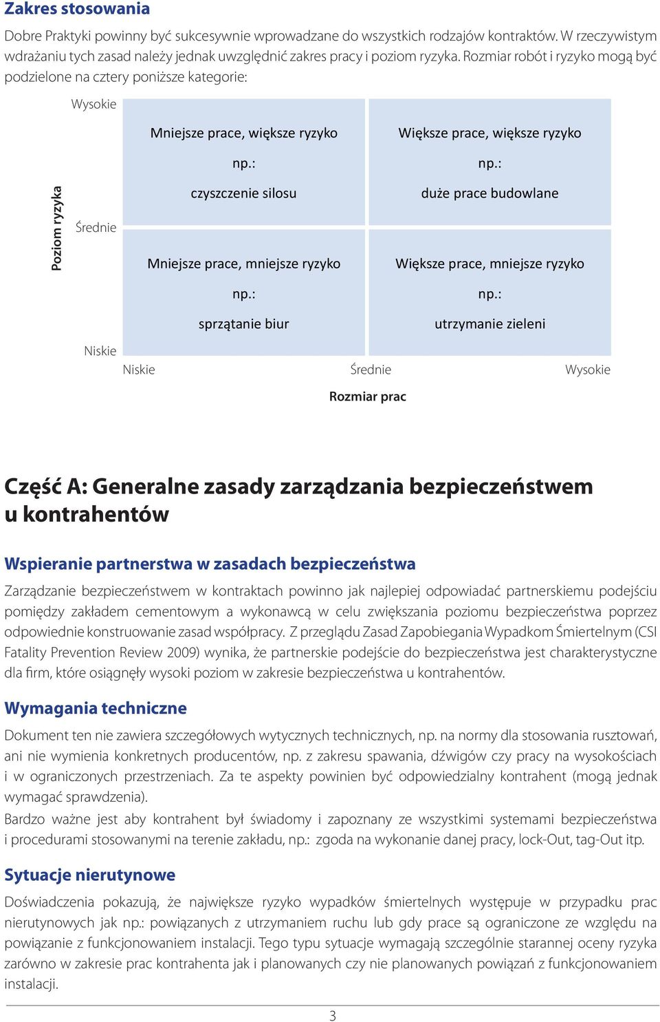 : Poziom ryzyka Średnie czyszczenie silosu Mniejsze prace, mniejsze ryzyko duże prace budowlane Większe prace, mniejsze ryzyko np.: np.