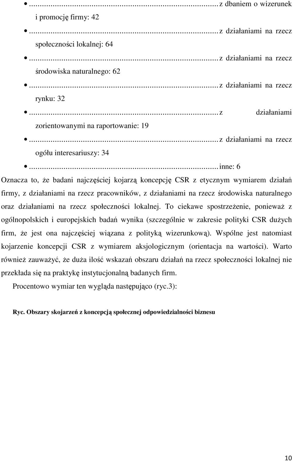 ..inne: 6 Oznacza to, że badani najczęściej kojarzą koncepcję CSR z etycznym wymiarem działań firmy, z działaniami na rzecz pracowników, z działaniami na rzecz środowiska naturalnego oraz działaniami