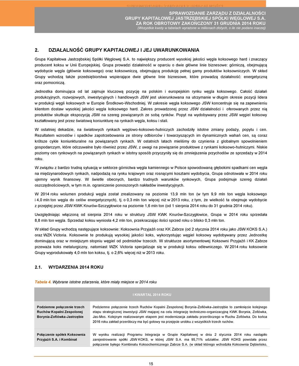W skład Grupy wchodzą także przedsiębiorstwa wspierające dwie główne linie biznesowe, które prowadzą działalność: energetyczną oraz pomocniczą.