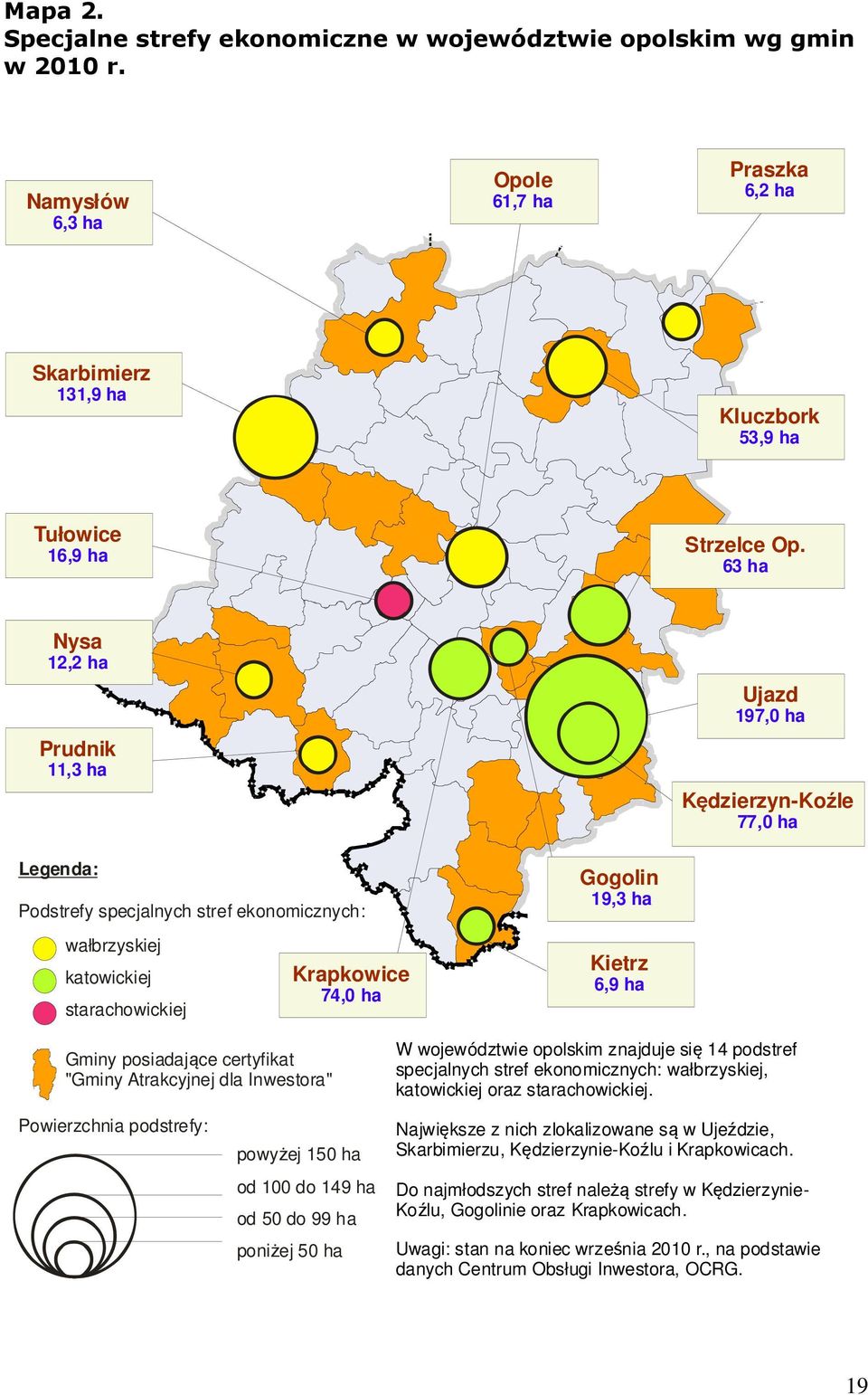 ha Kietrz 6,9 ha Gminy posiadające certyfikat "Gminy Atrakcyjnej dla Inwestora" W województwie opolskim znajduje się 14 podstref specjalnych stref ekonomicznych: wałbrzyskiej, katowickiej oraz