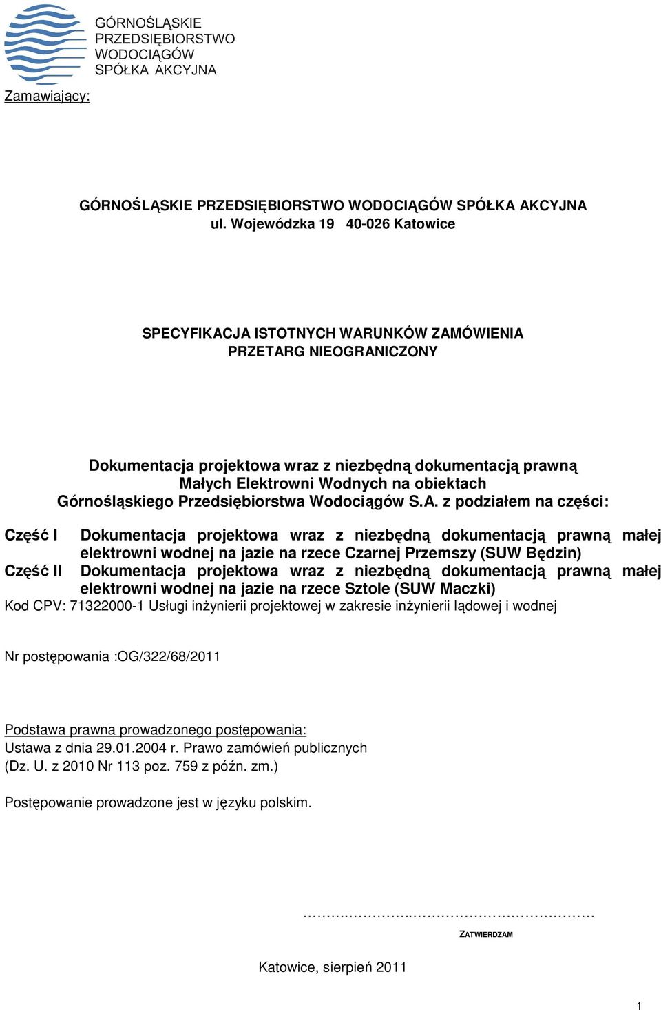 Górnośląskiego Przedsiębiorstwa Wodociągów S.A.