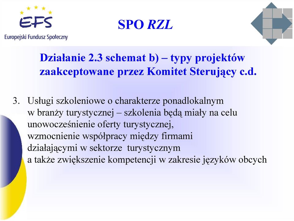 miały na celu unowocześnienie oferty turystycznej, wzmocnienie współpracy między firmami