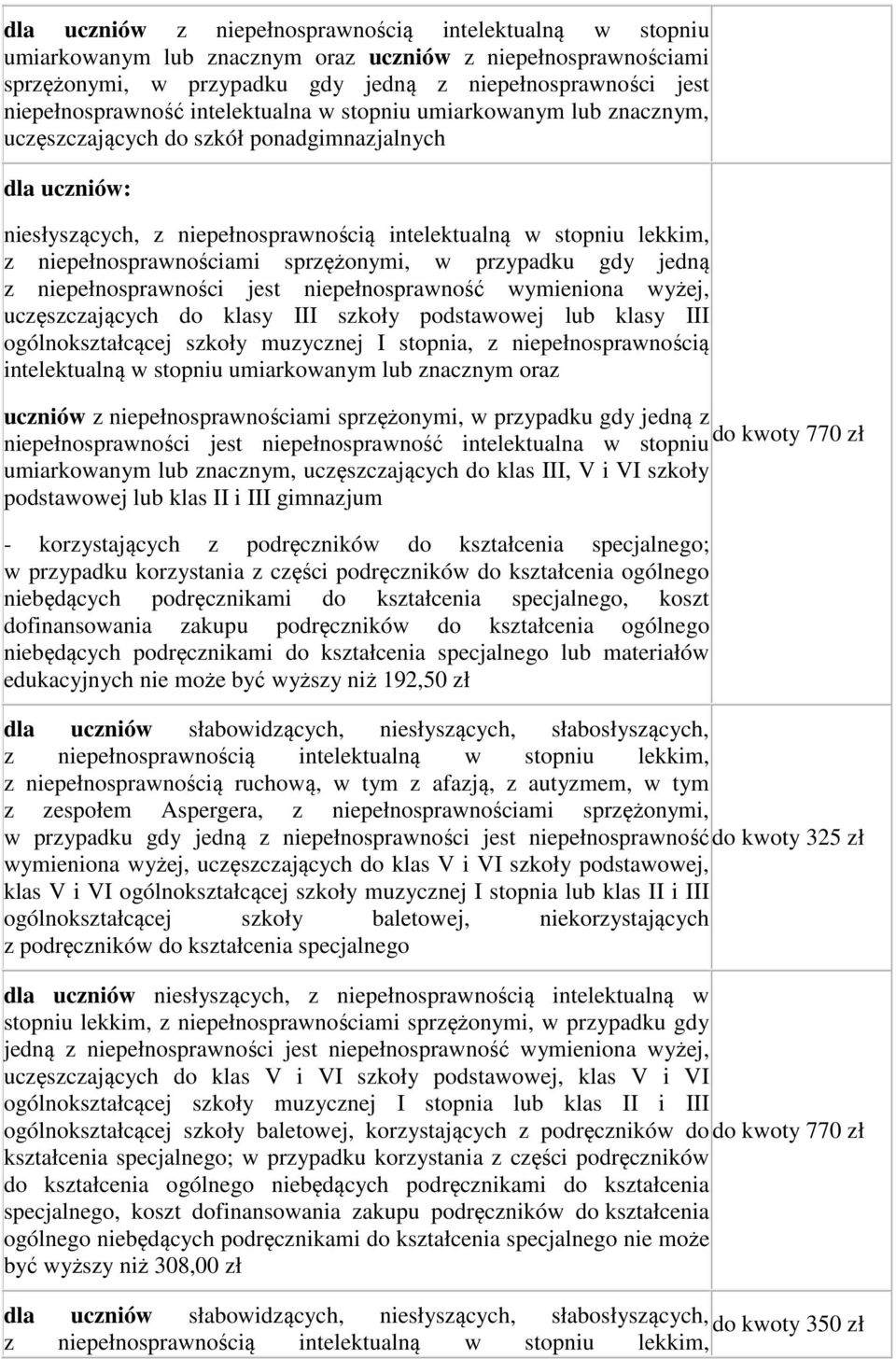 niepełnosprawności jest niepełnosprawność wymieniona wyżej, uczęszczających do klasy III szkoły podstawowej lub klasy III ogólnokształcącej szkoły muzycznej I stopnia, z niepełnosprawnością