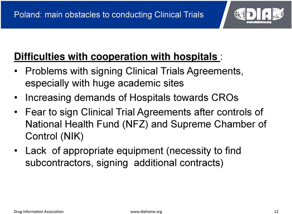 towards CROs Fear to sign Clinical Trial Agreements after controls of National Health Fund (NFZ) and Supreme