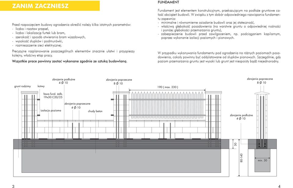 Wszystkie prace powinny zostać wykonane zgodnie ze sztuką budowlaną. FUNDAMENT Fundament jest elementem konstrukcyjnym, przekazującym na podłoże gruntowe całość obciążeń budowli.