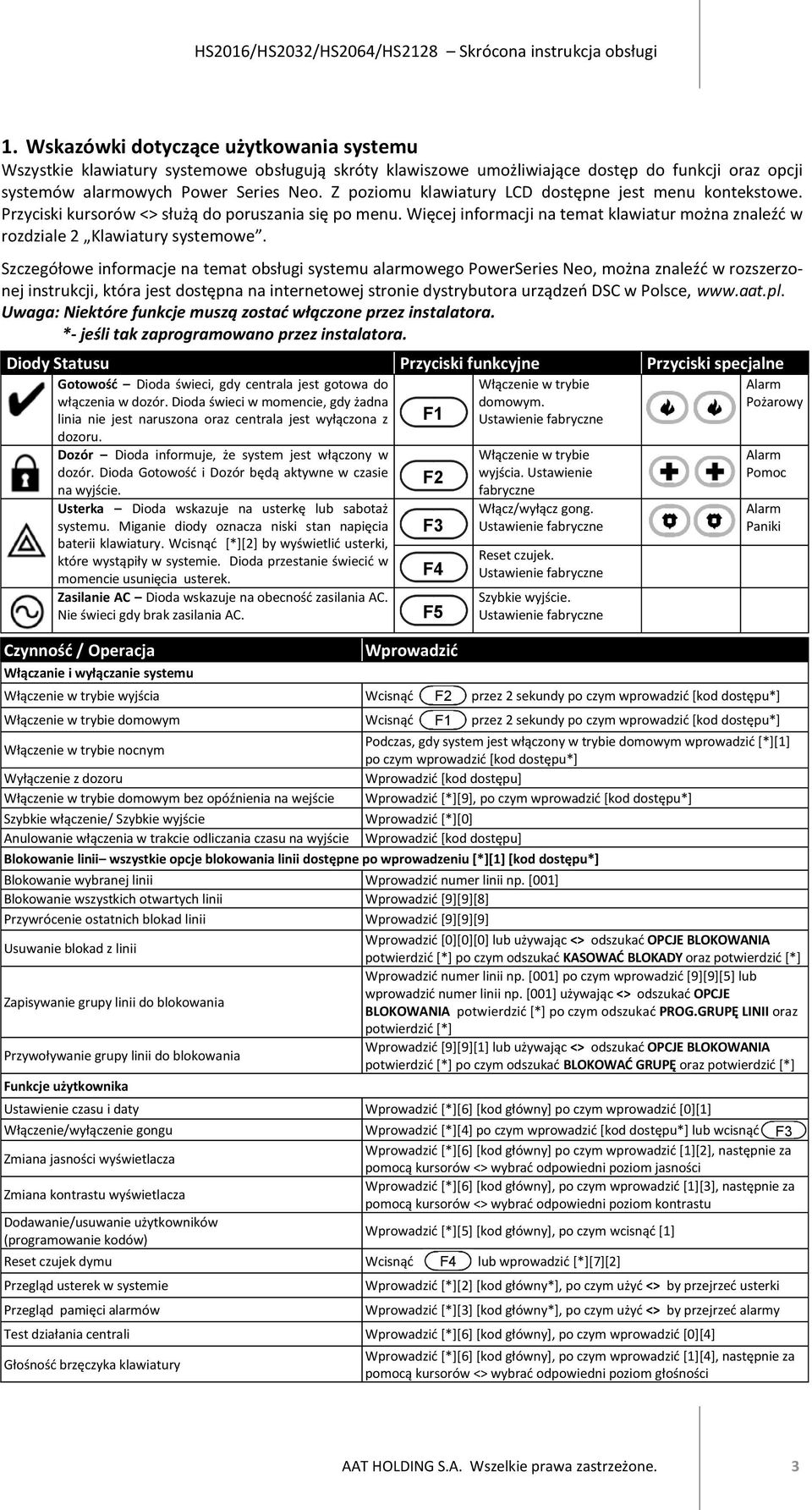 Szczegółowe informacje na temat obsługi systemu alarmowego PowerSeries Neo, można znaleźć w rozszerzonej instrukcji, która jest dostępna na internetowej stronie dystrybutora urządzeń DSC w Polsce,
