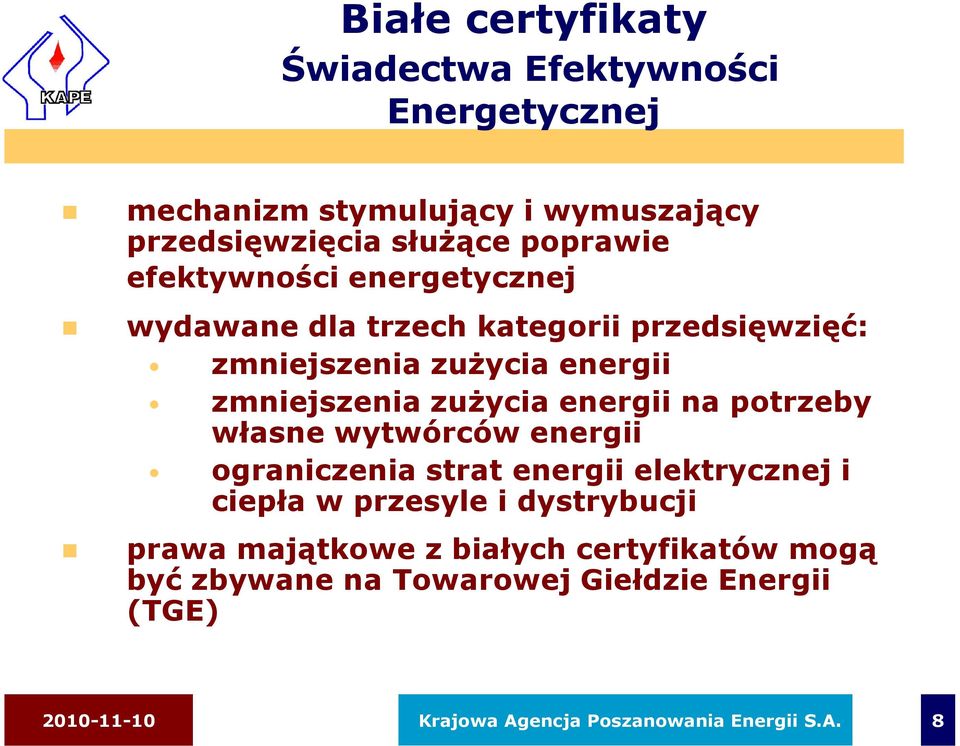 energii na potrzeby własne wytwórców energii ograniczenia strat energii elektrycznej i ciepła w przesyle i dystrybucji prawa