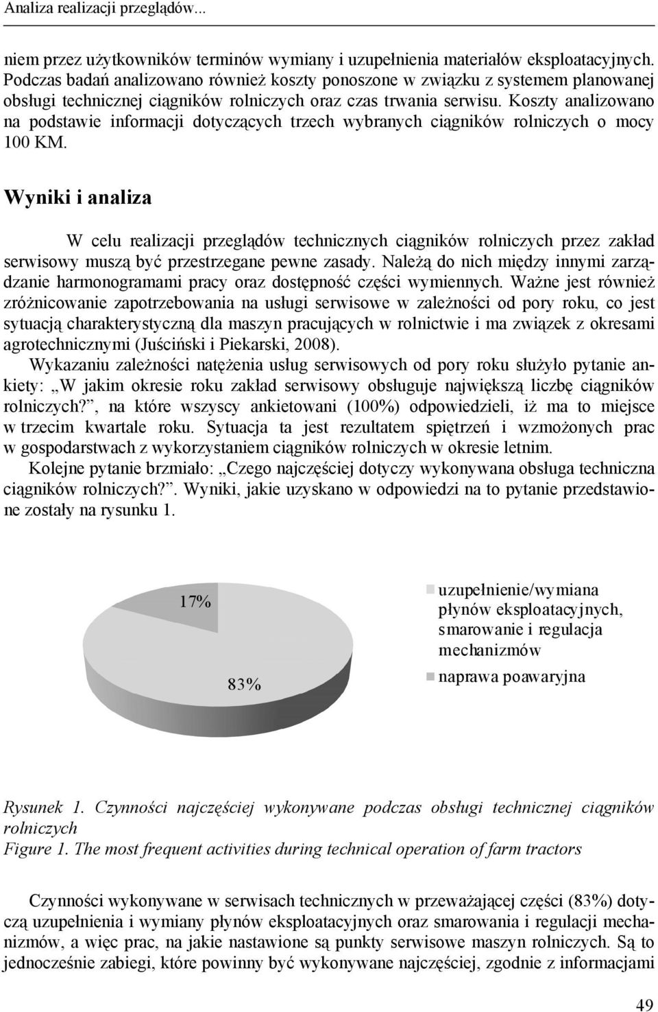 Koszty analizowano na podstawie informacji dotyczących trzech wybranych ciągników rolniczych o mocy 100 KM.