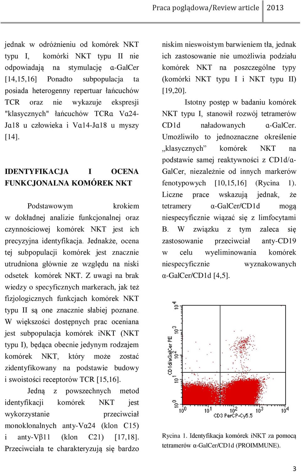 IDENTYFIKACJA I OCENA FUNKCJONALNA KOMÓREK NKT Podstawowym krokiem w dokładnej analizie funkcjonalnej oraz czynnościowej komórek NKT jest ich precyzyjna identyfikacja.