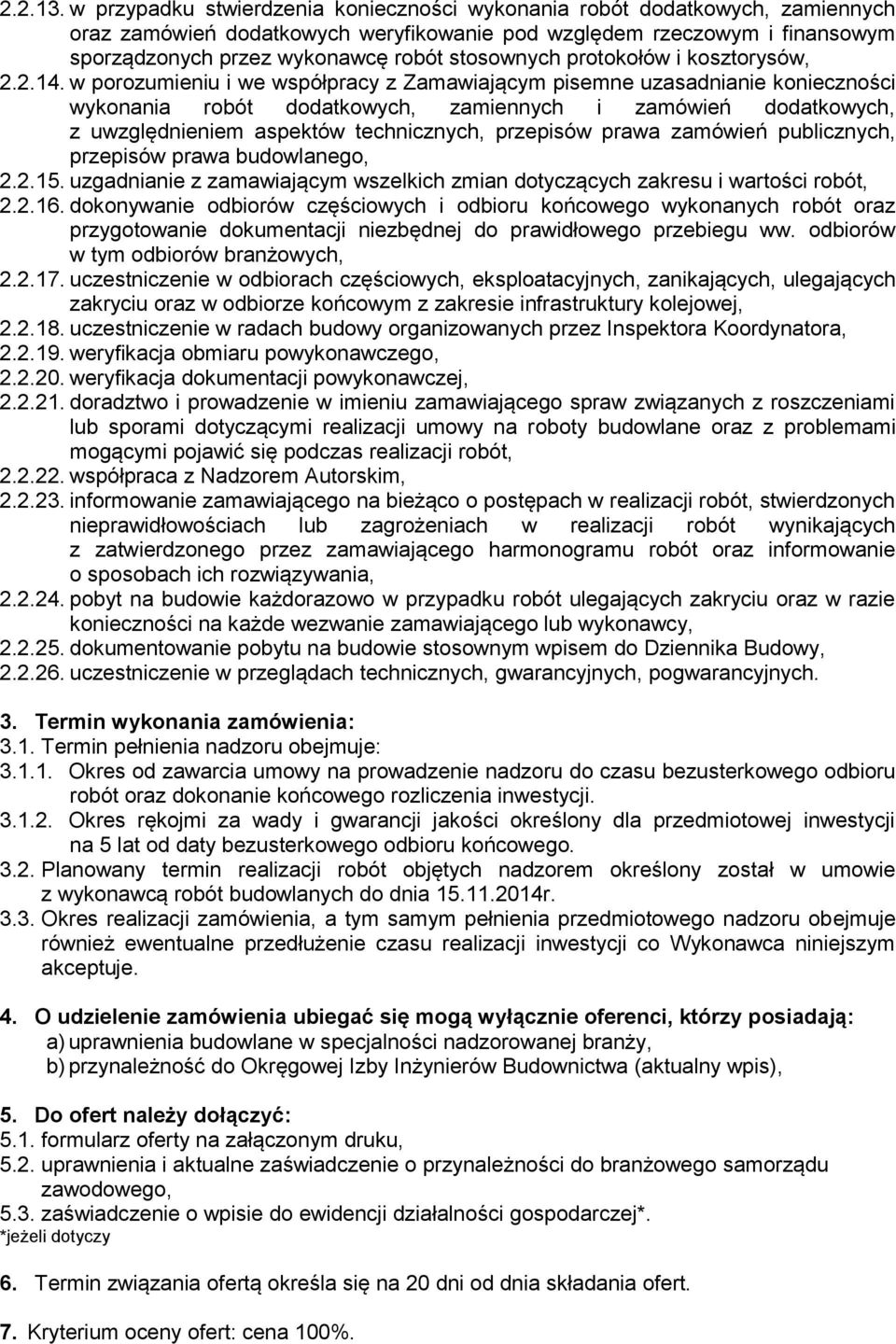 stosownych protokołów i kosztorysów, 2.2.14.