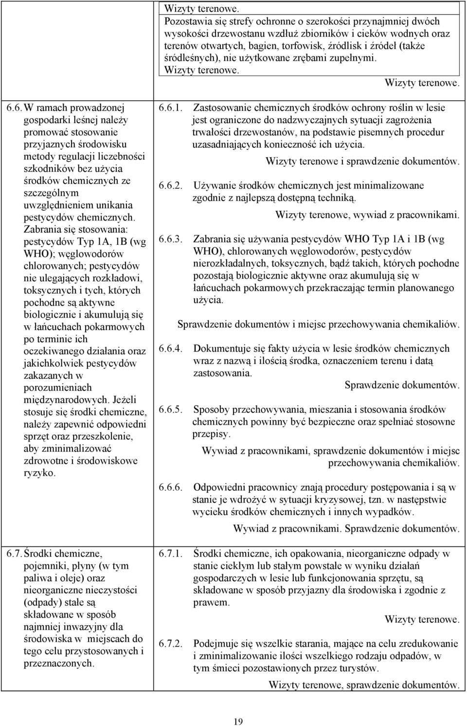 śródleśnych), nie użytkowane zrębami zupełnymi.   6.