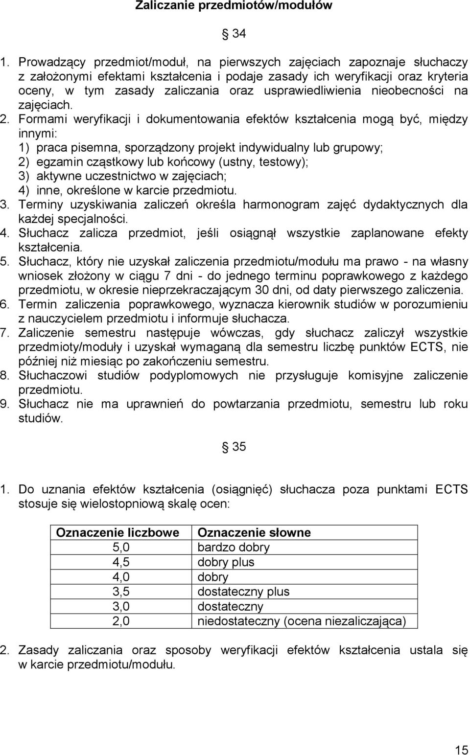 usprawiedliwienia nieobecności na zajęciach. 2.