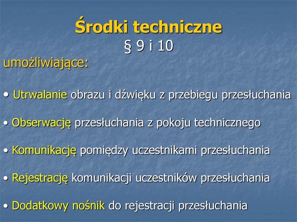 Komunikację pomiędzy uczestnikami przesłuchania Rejestrację