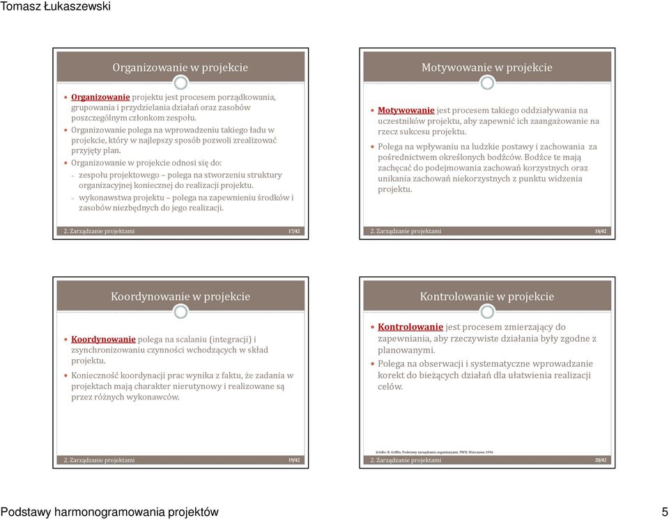 Organizowanie w projekcie odnosi się do: zespołu projektowego polega na stworzeniu struktury organizacyjnej koniecznej do realizacji projektu.