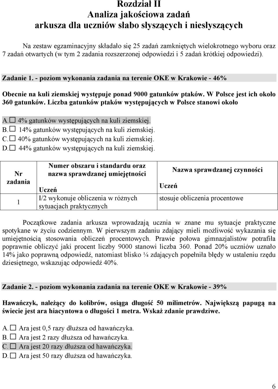 W Polsce jest ich około 360 gatunków. Liczba gatunków ptaków występujących w Polsce stanowi około A. 4% gatunków występujących na kuli ziemskiej. B. 14% gatunków występujących na kuli ziemskiej. C.