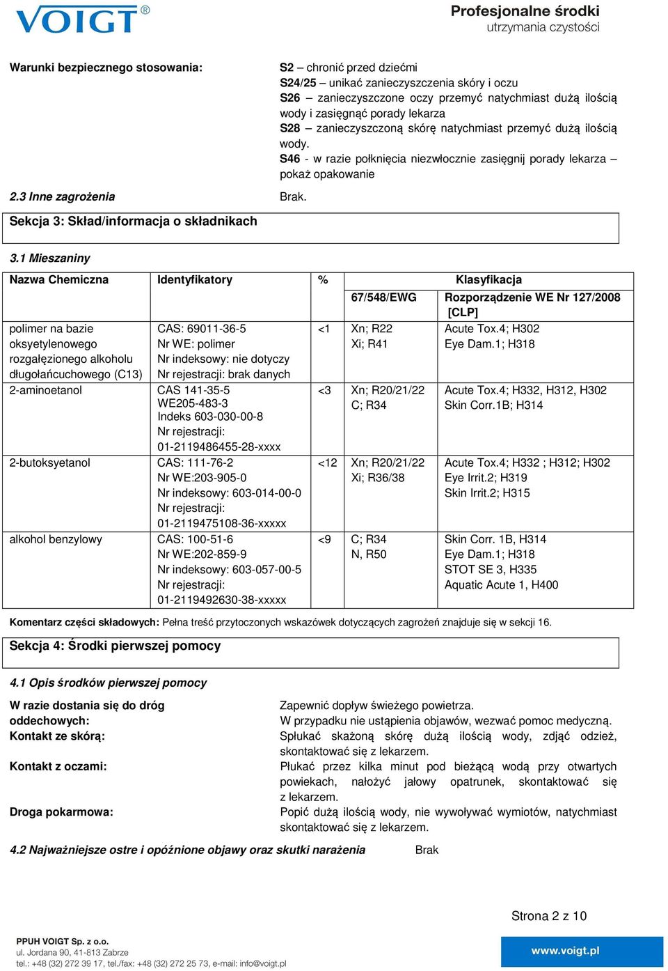 Sekcja 3: Skład/informacja o składnikach 3.