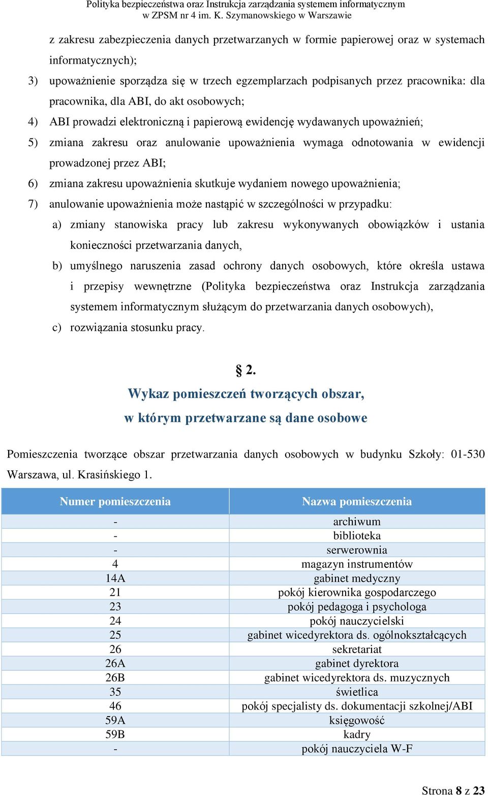 prowadzonej przez ABI; 6) zmiana zakresu upoważnienia skutkuje wydaniem nowego upoważnienia; 7) anulowanie upoważnienia może nastąpić w szczególności w przypadku: a) zmiany stanowiska pracy lub