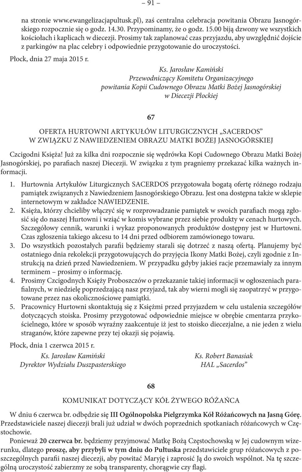 Płock, dnia 27 maja 2015 r. Ks.