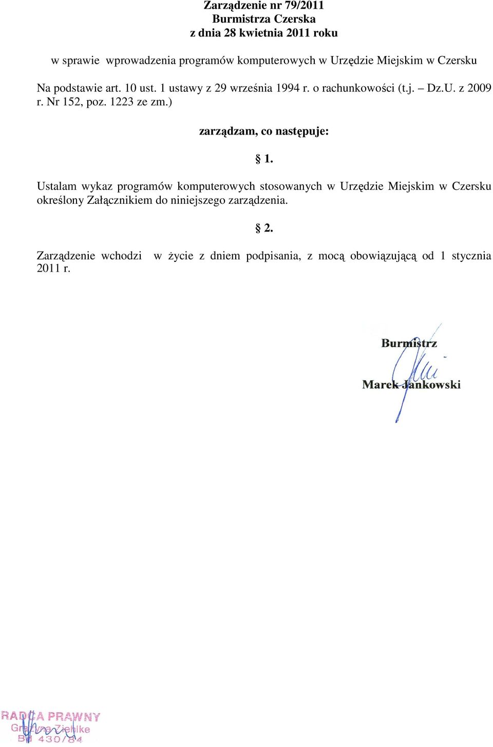 1223 ze zm.) zarządzam, co następuje: 1.